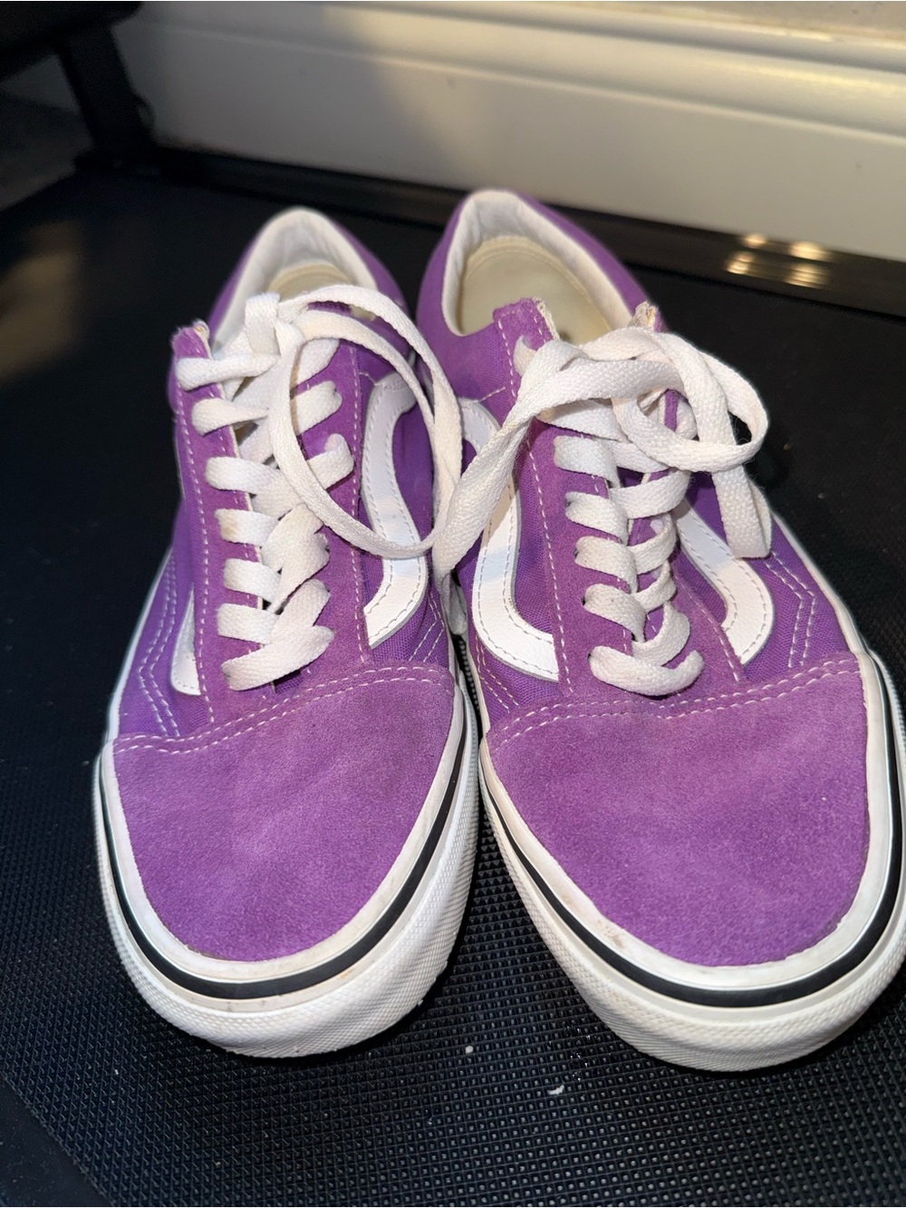 Vans Purple and White Old Skool Low-Top Sneakers